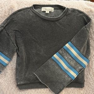 Women’s Vintage Havana cropped sweatshirt, bell sleeves with knit stripes